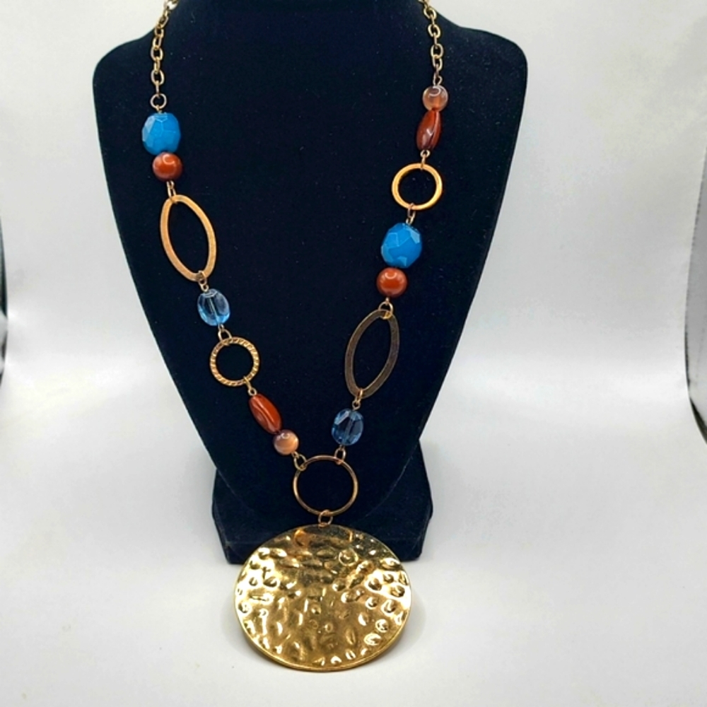 Goldtone disk necklace